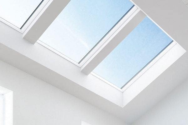 Keylite white roof windows installed in ceiling